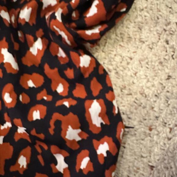 41 Hawthorn Womens XS Belted Shirt Dress Animal Print Roll Tabs Brown Career - Picture 6 of 8